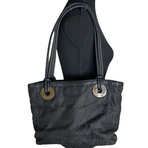 OROTON Black Tote Shoulder Bag Logo Monogram Double Handle Canvas *Flaw*